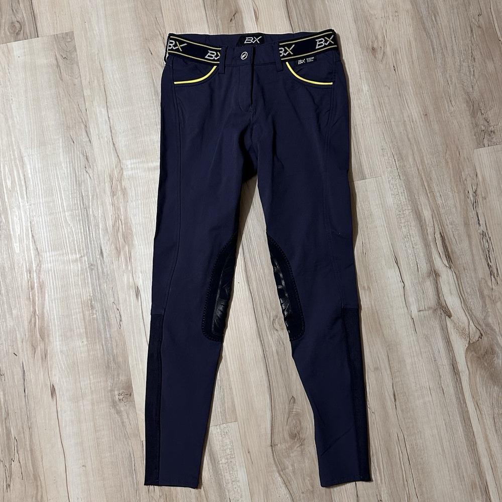 B Vertigo Equestrian Womens Sz XXS Riding Pants Navy Knee Patch Breeches 26x26